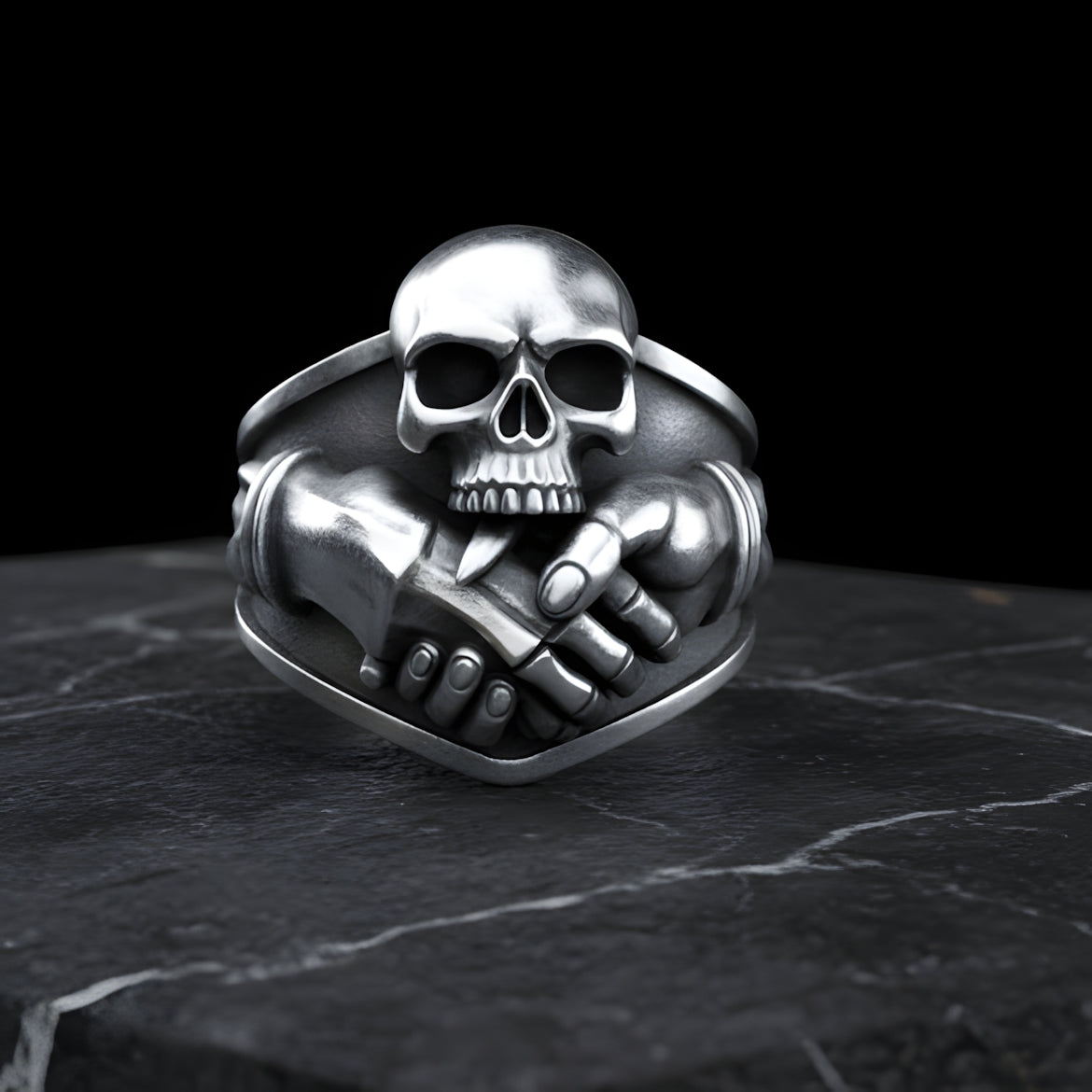 Alvorn Biker Skull Ring