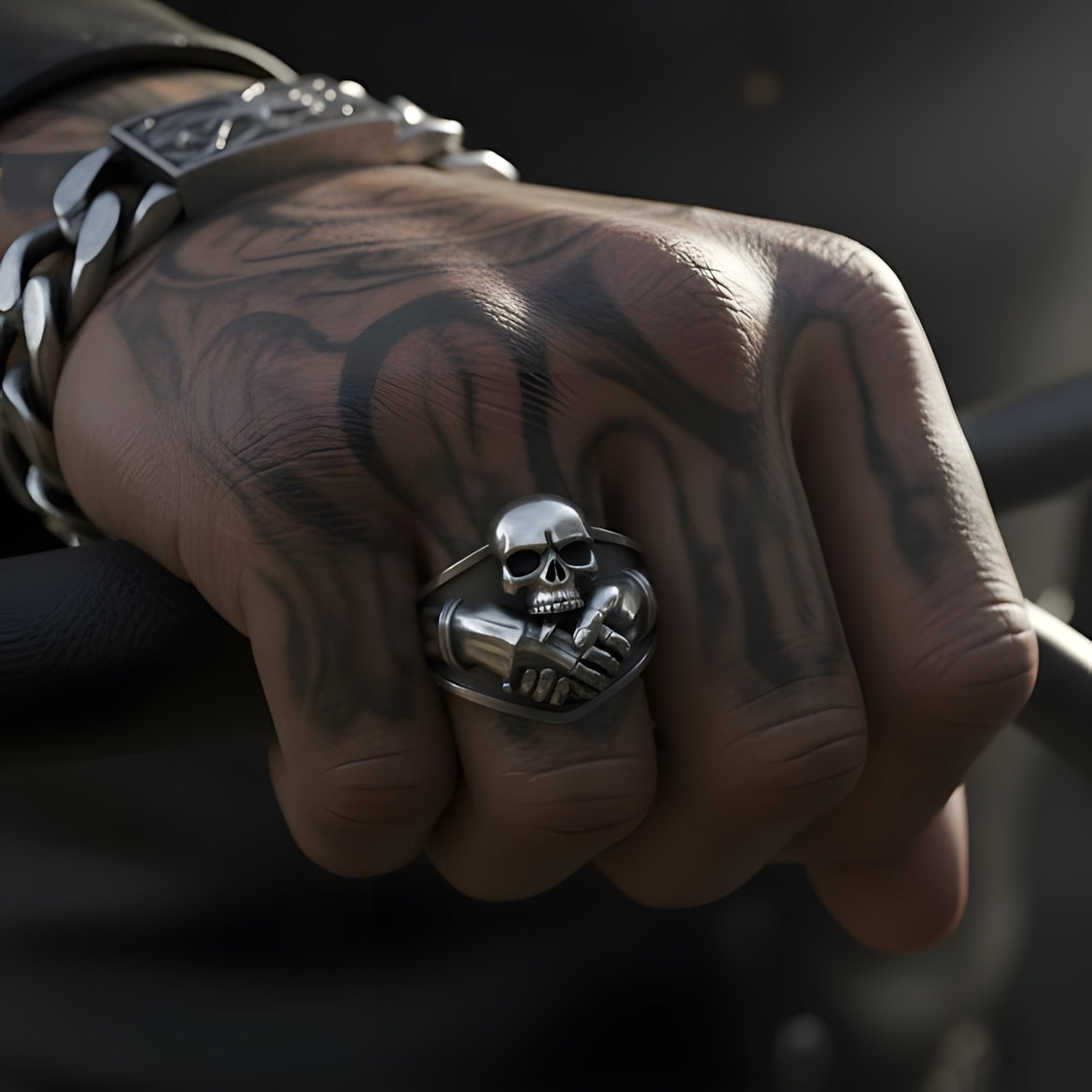 Alvorn Biker Skull Ring