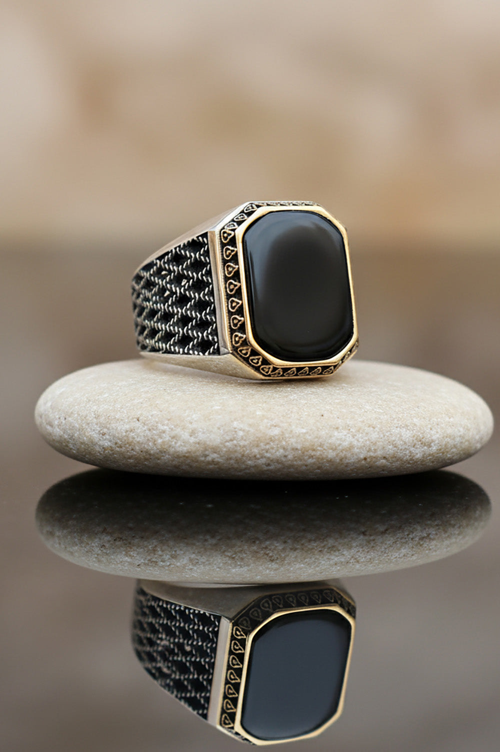 Faren Handmade Onyx Silver Ring