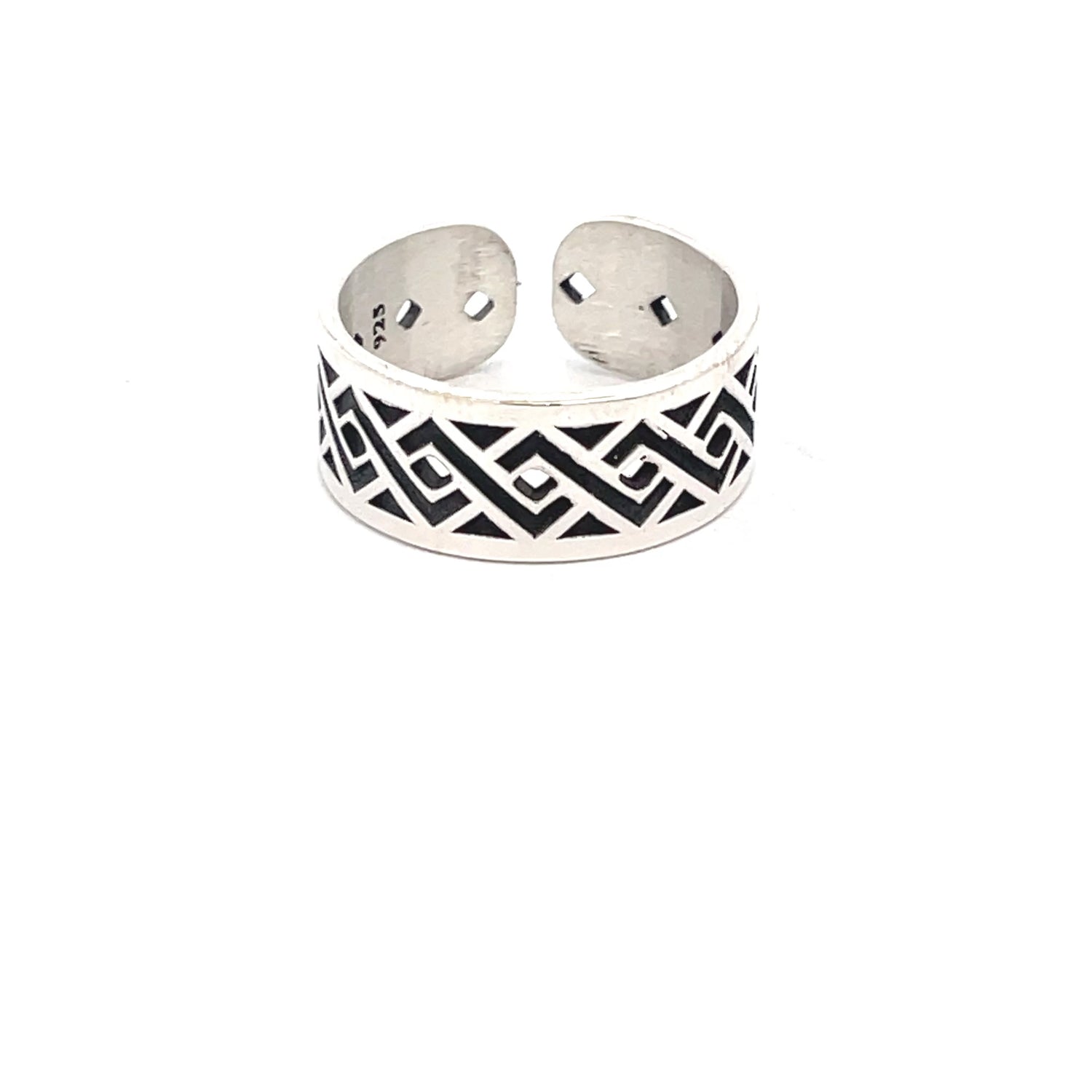 Stylish Black and Silver Cuff Ring