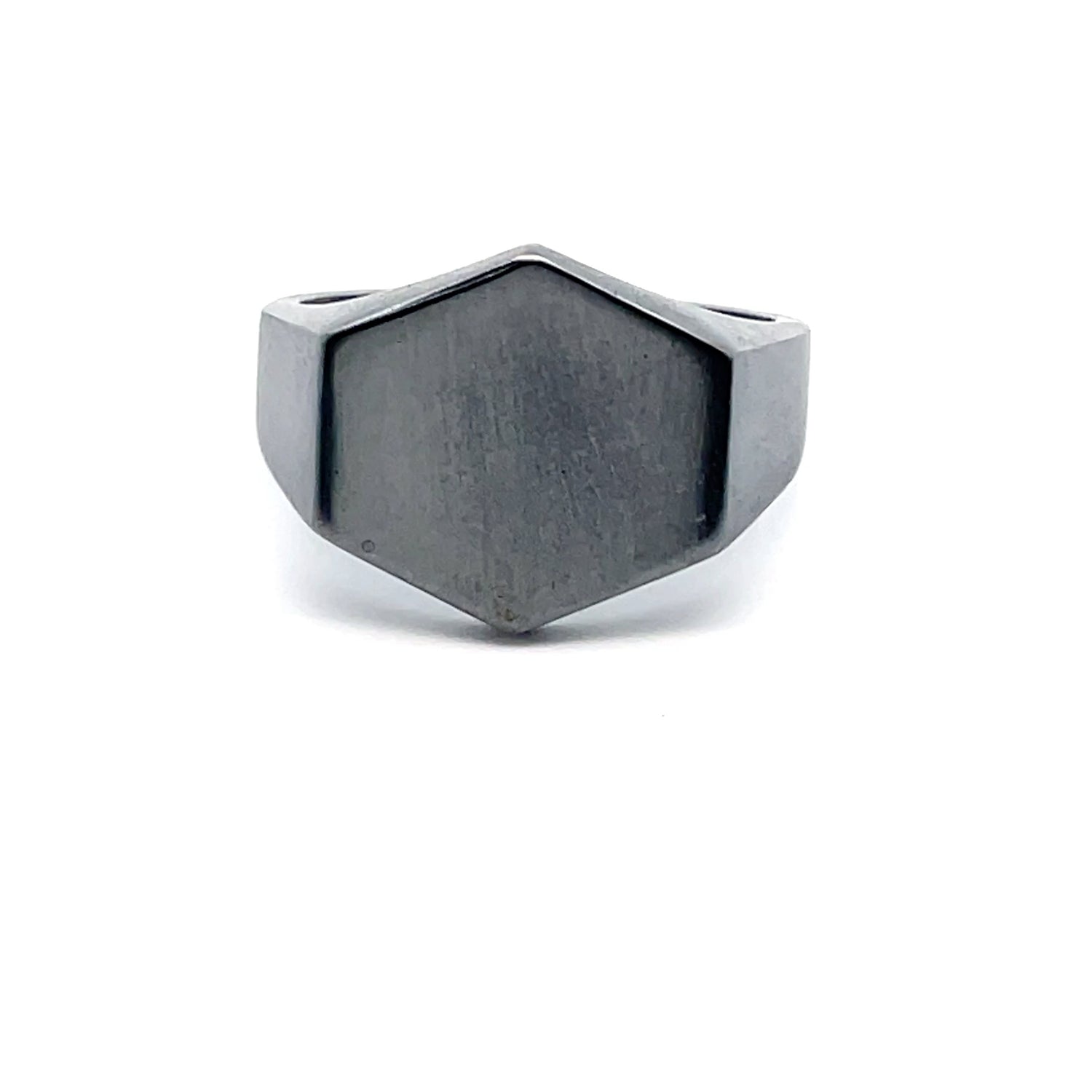 Sleek Hexagonal Black Ring