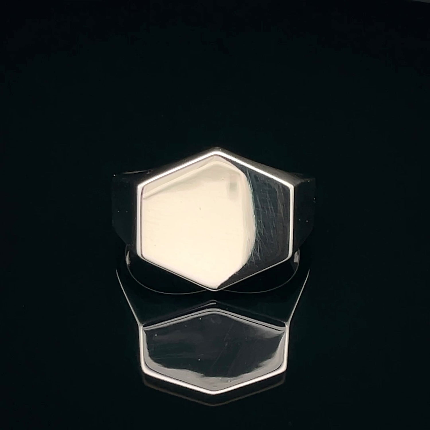 Sleek Hexagonal Silver Ring