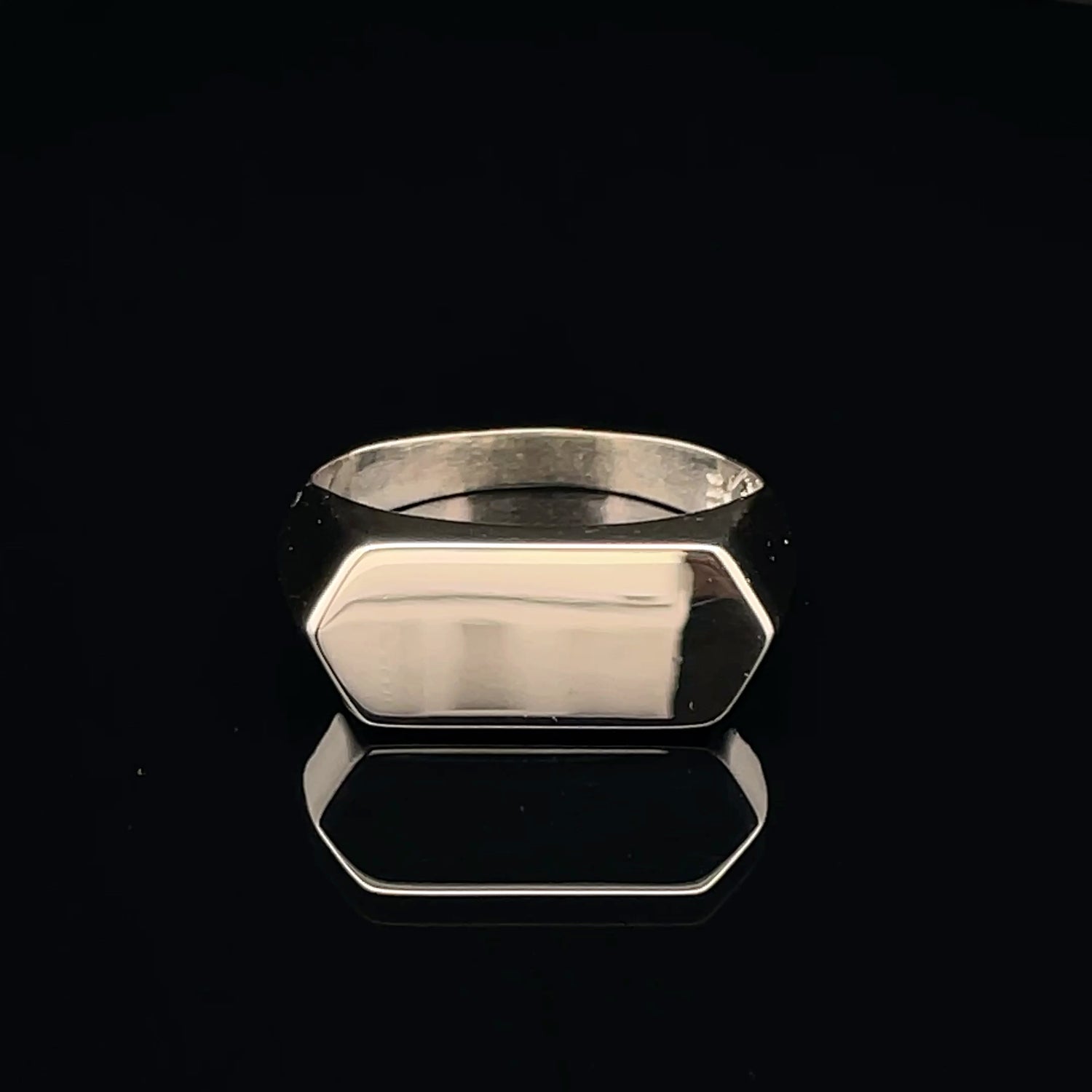 Sleek Silver Hexagon Ring