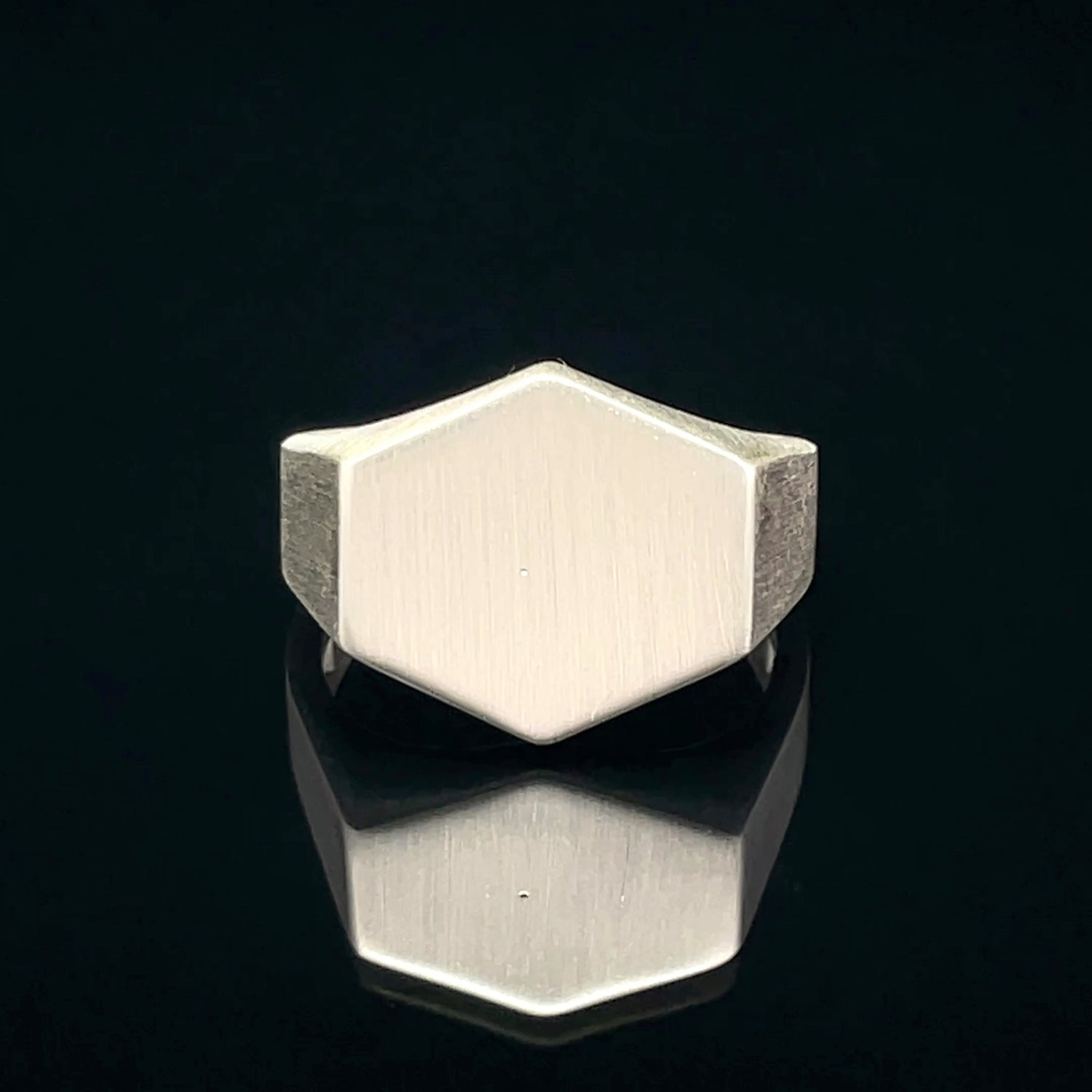 Sleek Hexagonal Silver Ring