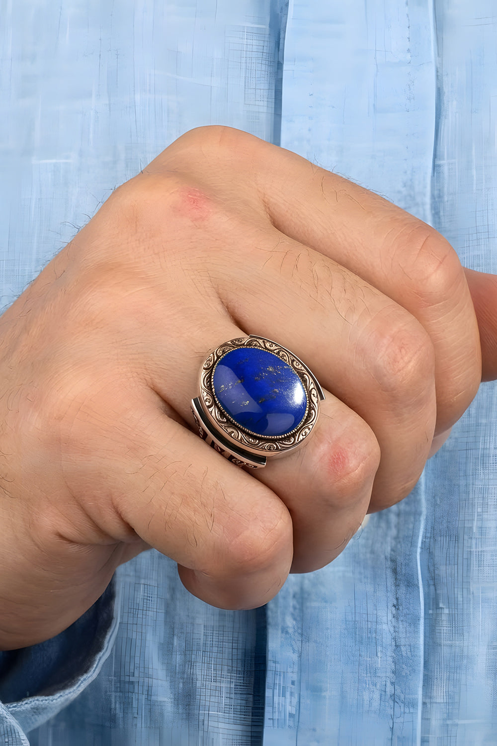 Orvin Lapis Stone Silver Ring