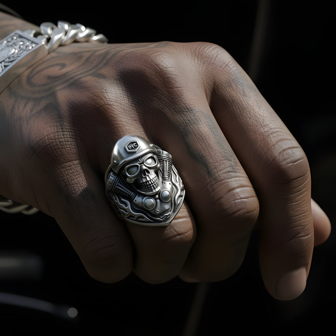 Tavricx Biker Skull Ring