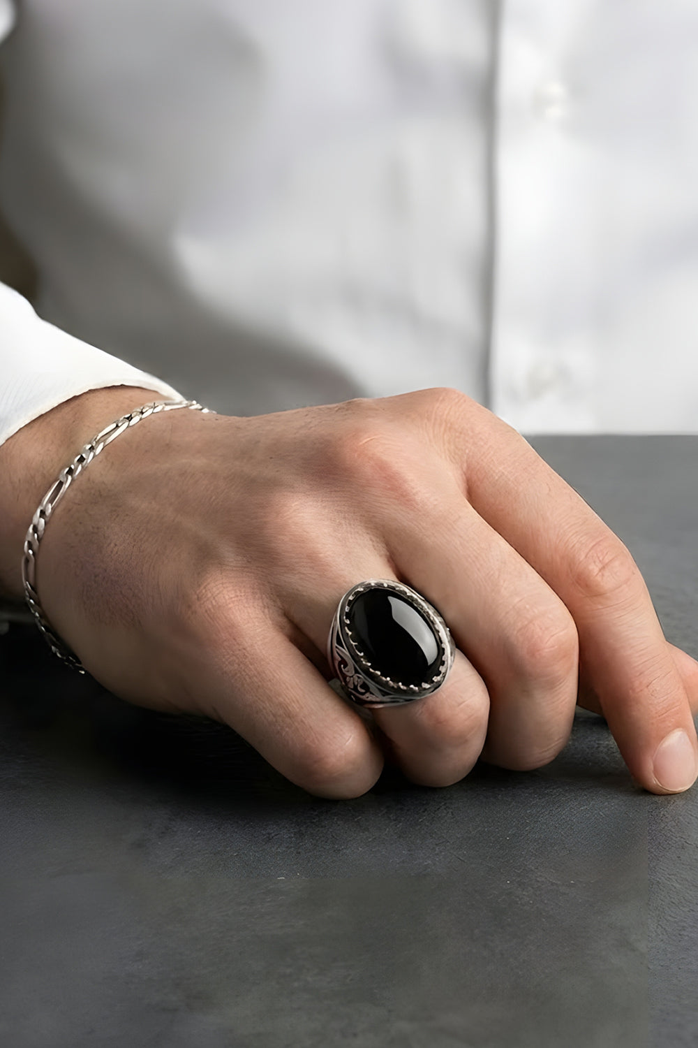 Navoric Handmade Onyx Silver Ring