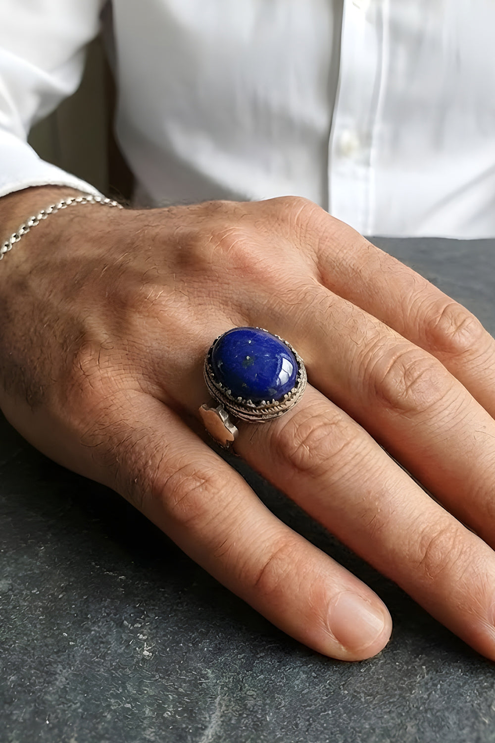 Lorinor Lapis Stone Silver Ring