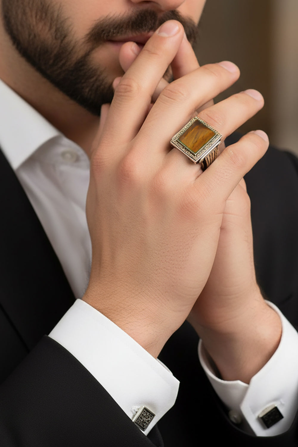 Marnor Tiger Eye Silver Ring