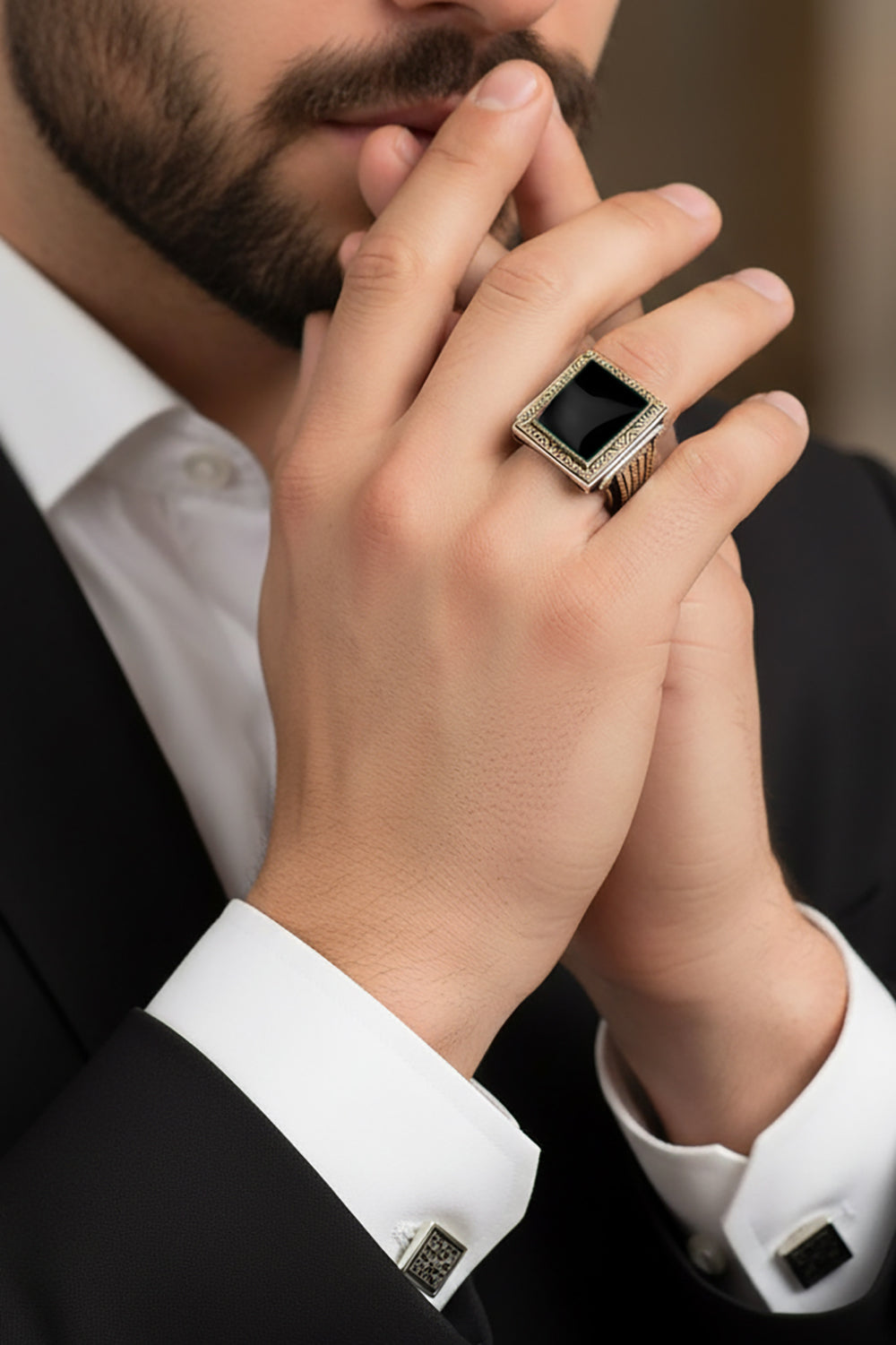 Aeronir Handmade Onyx Silver Ring