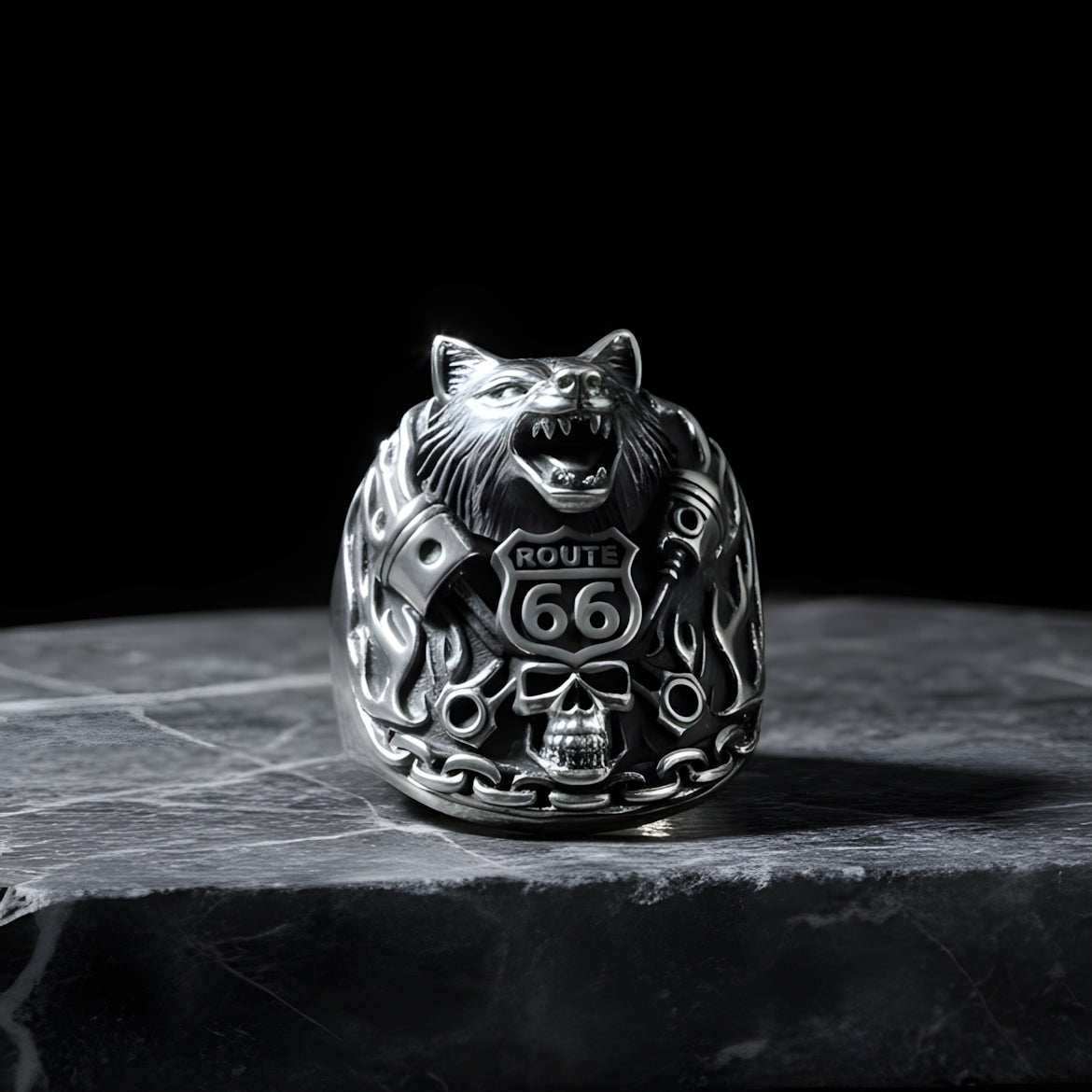 Lorin Biker Skull Ring