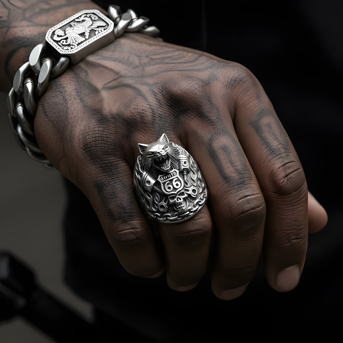 Lorin Biker Skull Ring