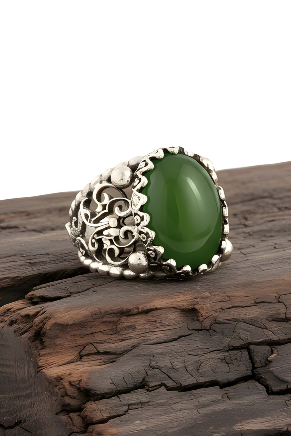 Elvorn Green Agate Silver Ring