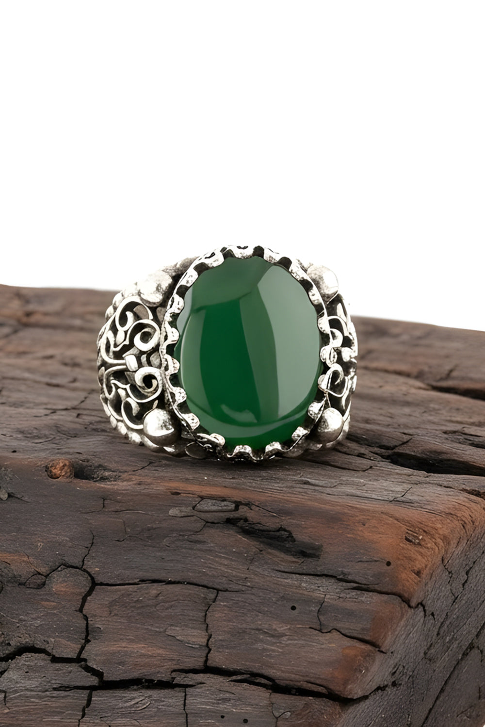 Elvorn Green Agate Silver Ring