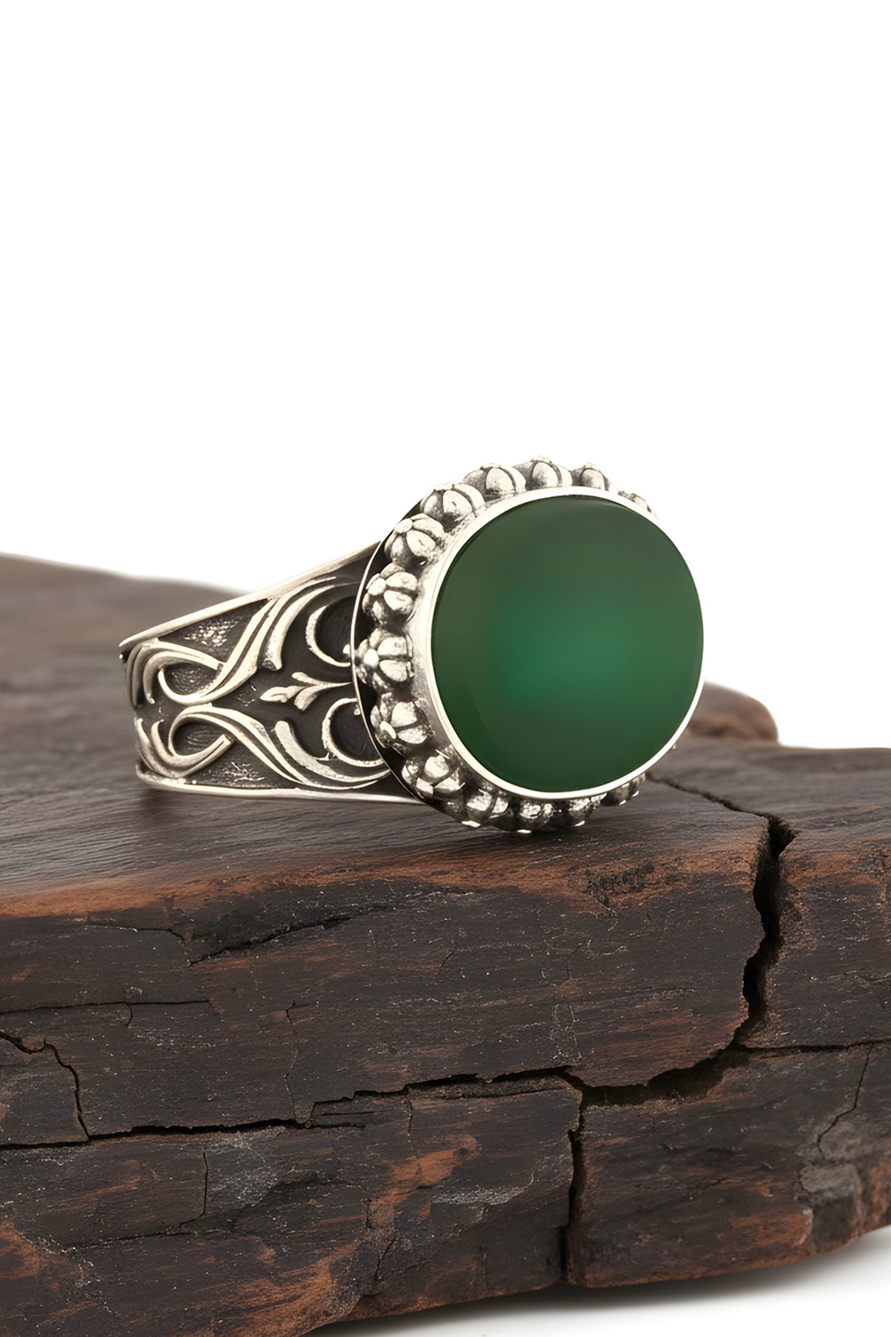 Zareth Green Agate Silver Ring