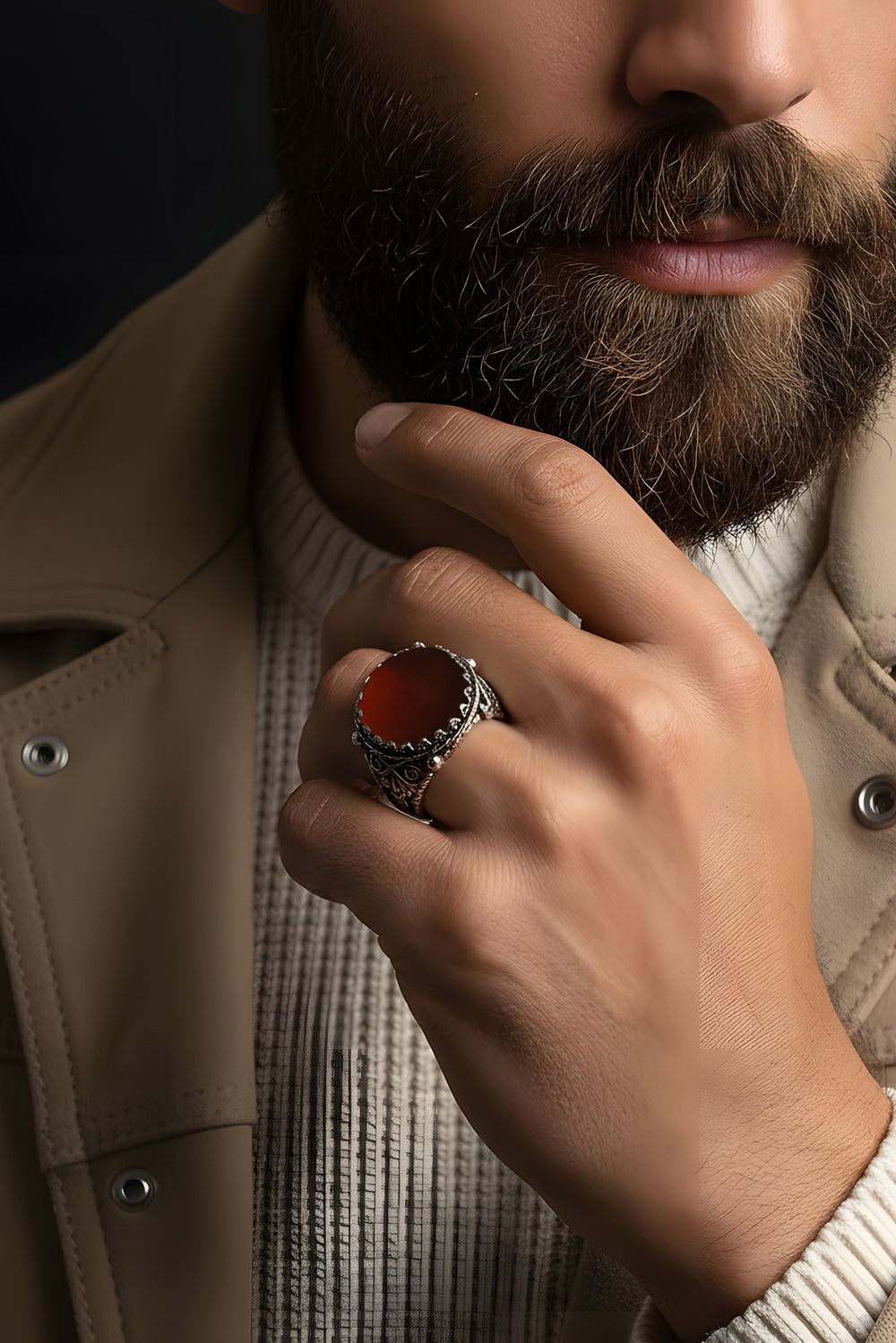 Dalen Brown Agate Silver Ring