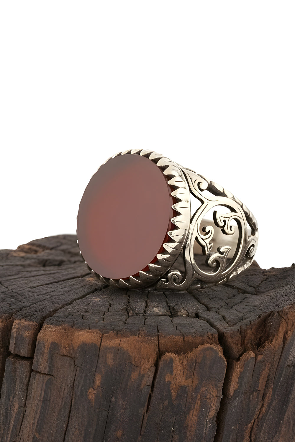 Mavren Red Agate Silver Ring