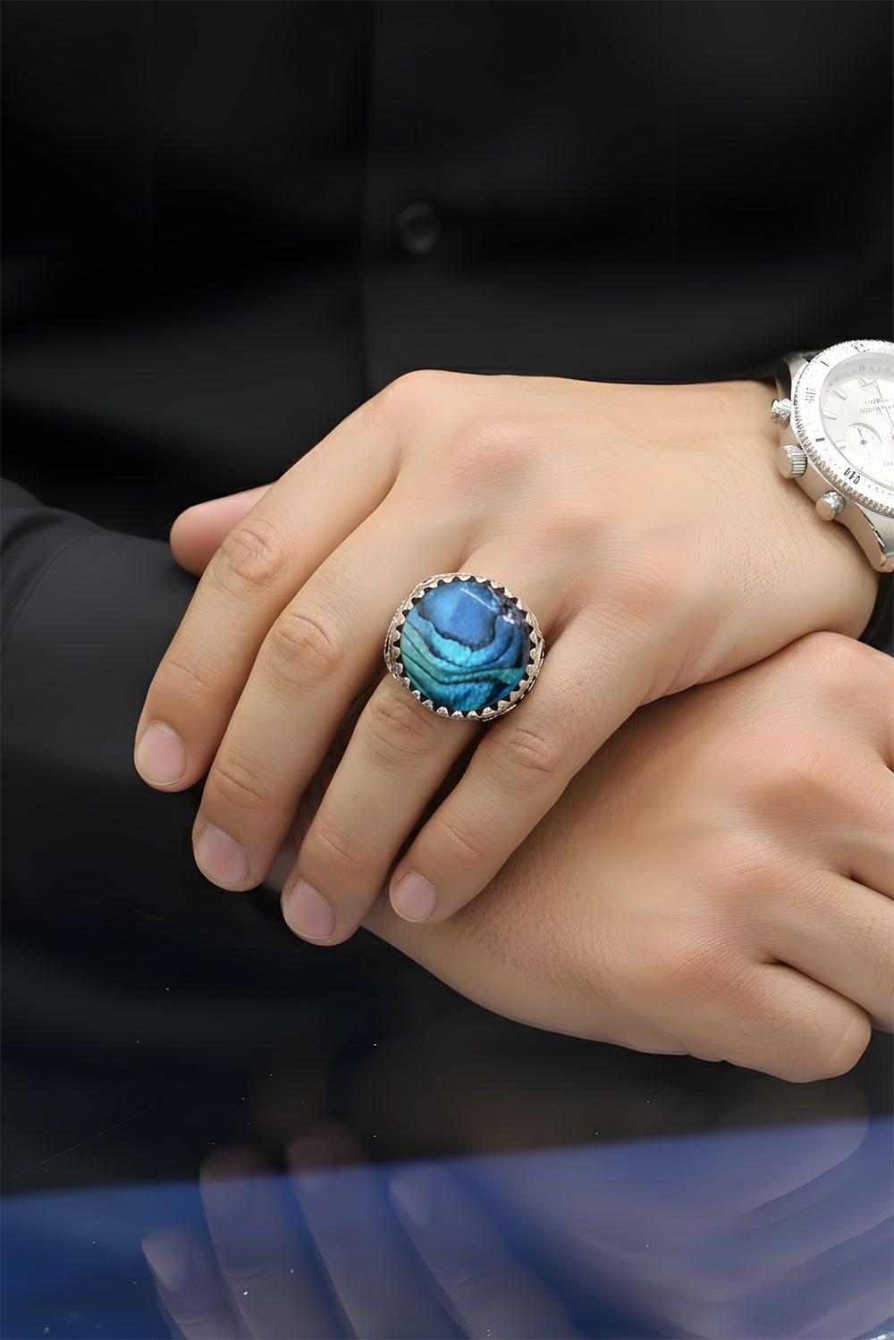 Auron Mother of Pearl Silver Ring