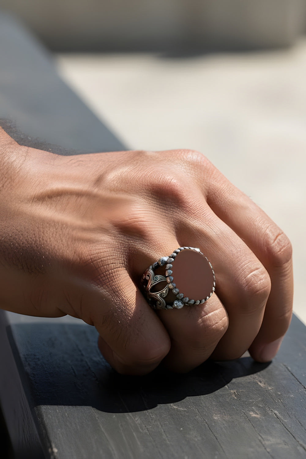 Kaironx Brown Agate Silver Ring
