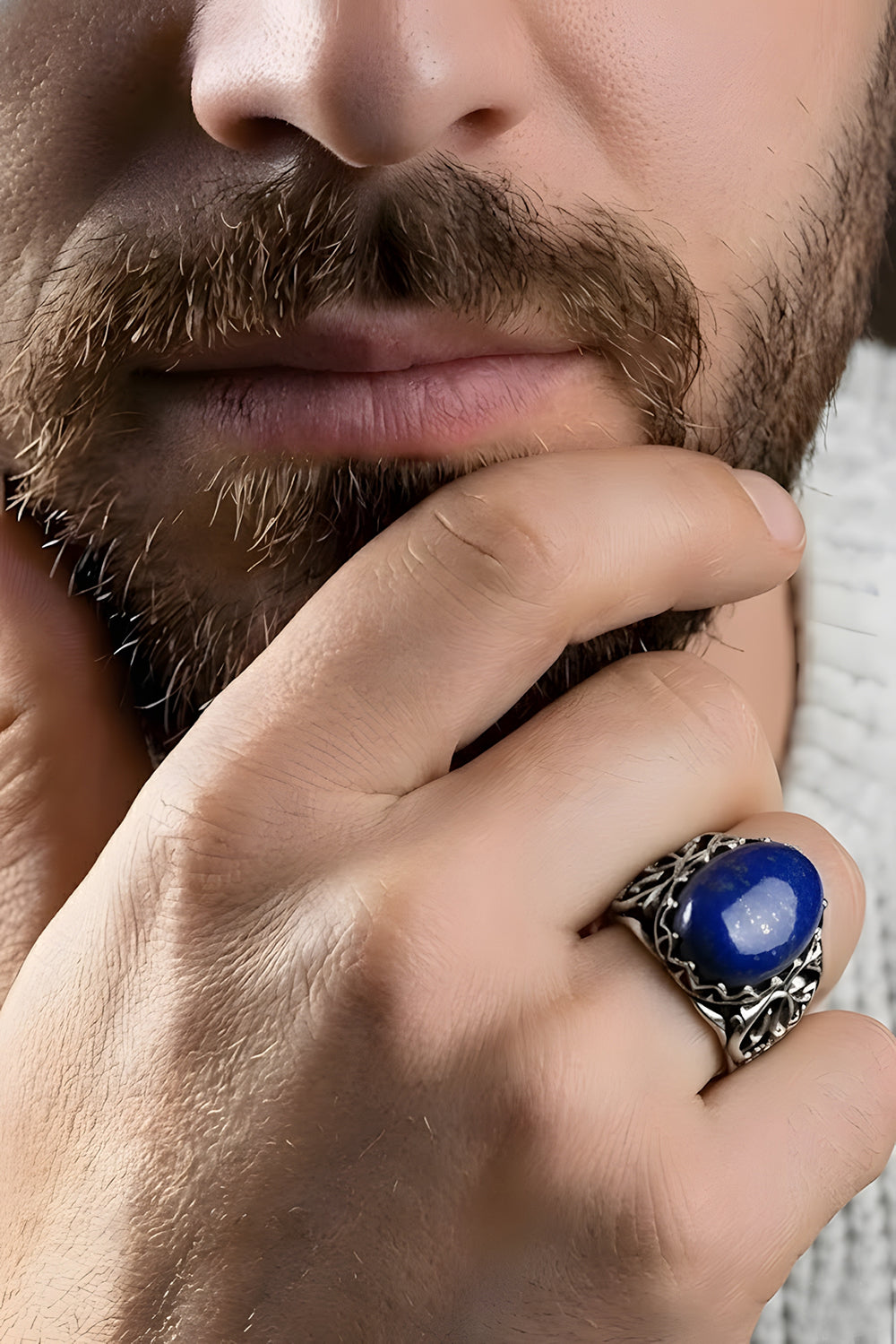 Elarin Lapis Stone Silver Ring
