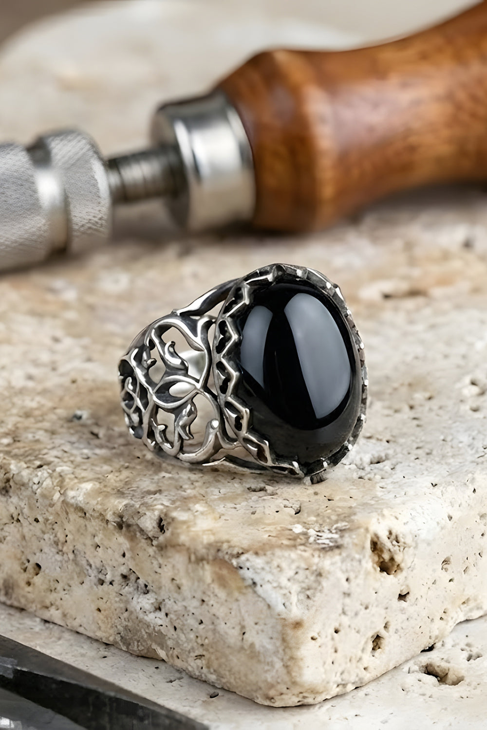 Torvin Handmade Onyx Silver Ring