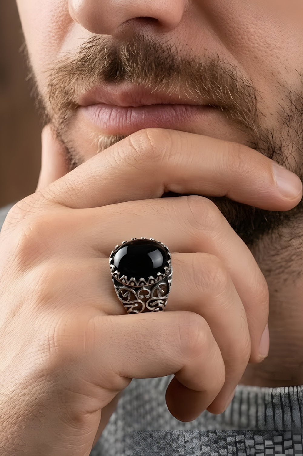 Teyric Handmade Onyx Silver Ring