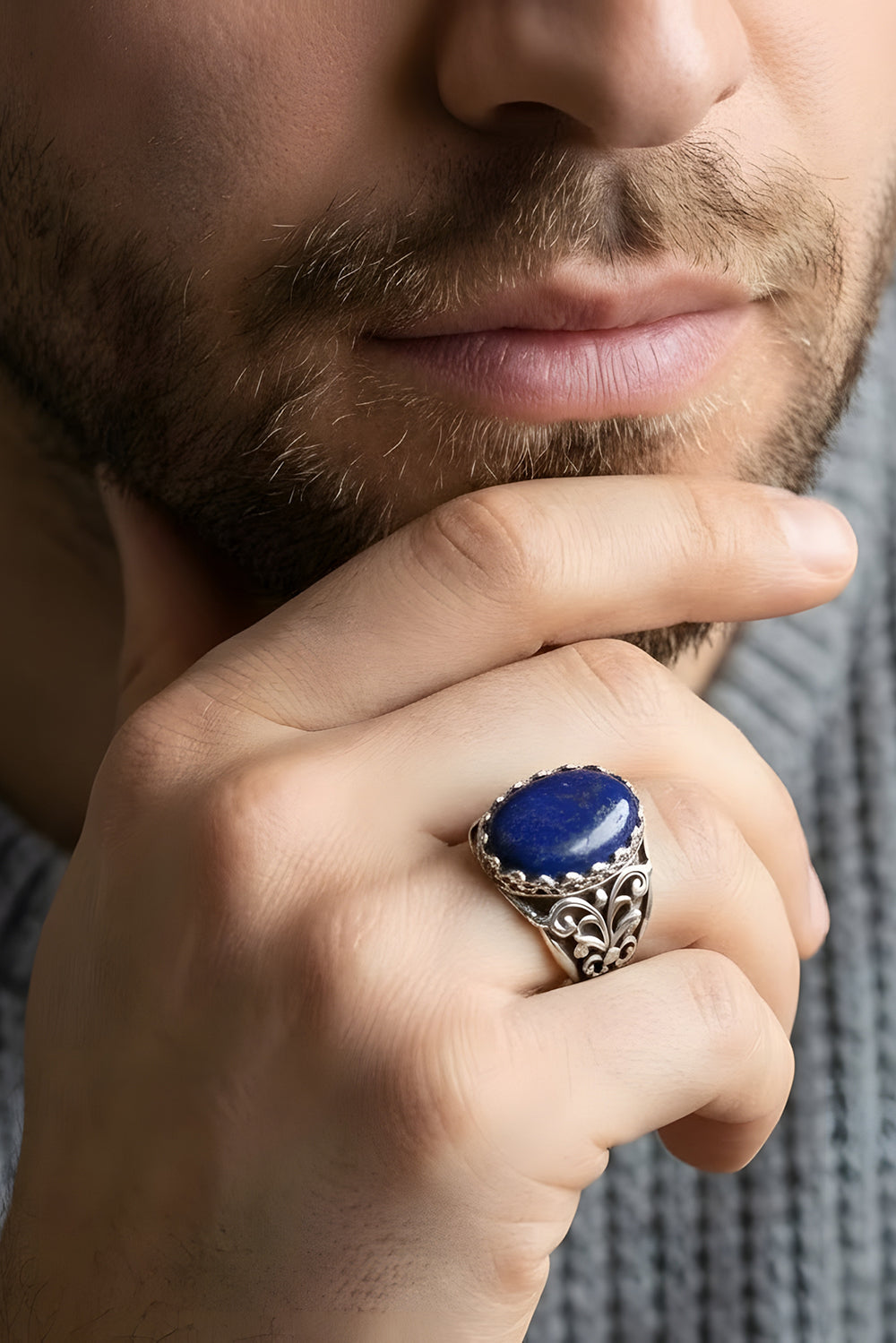 Zayvorn Lapis Stone Silver Ring