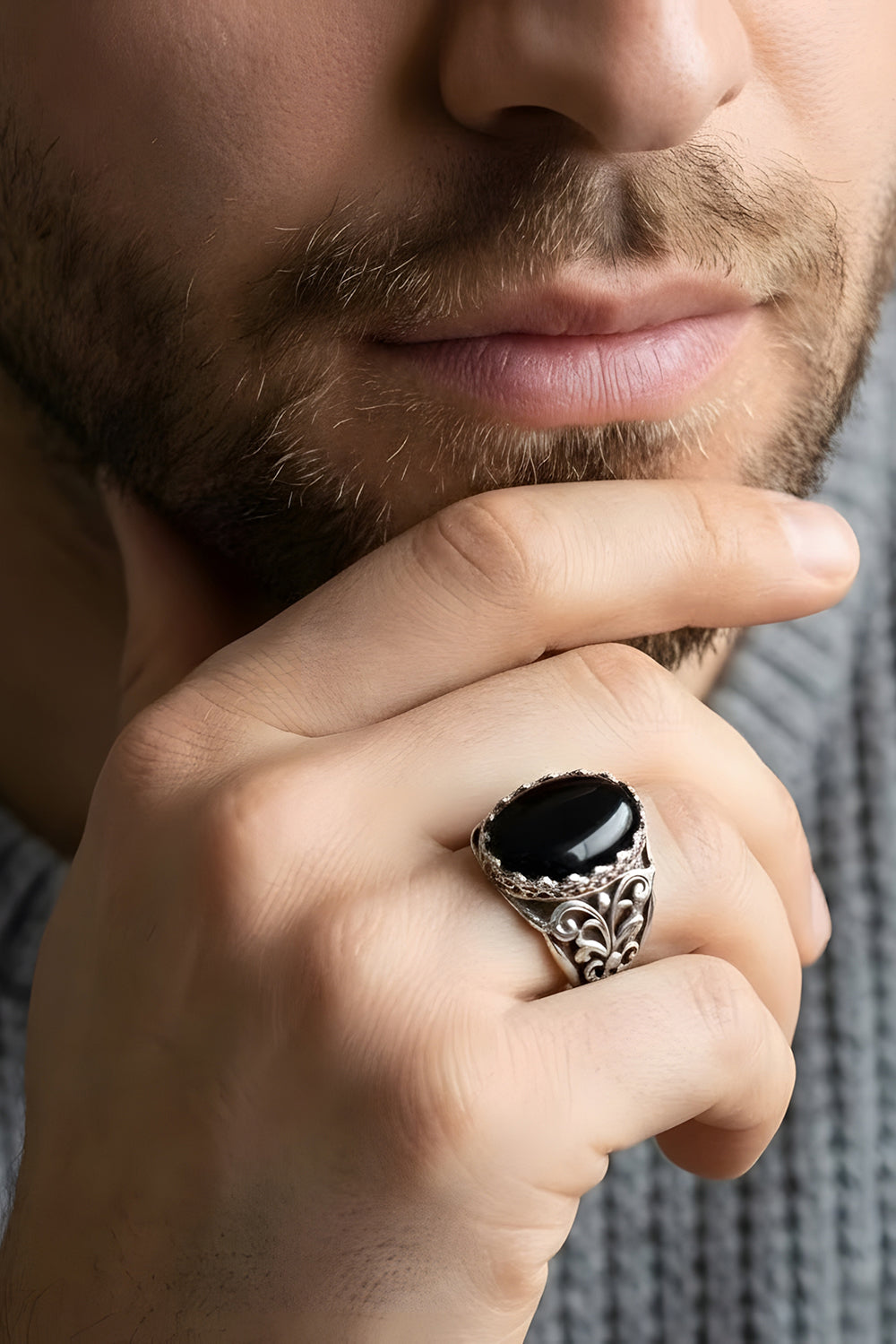 Korvric Handmade Onyx Silver Ring