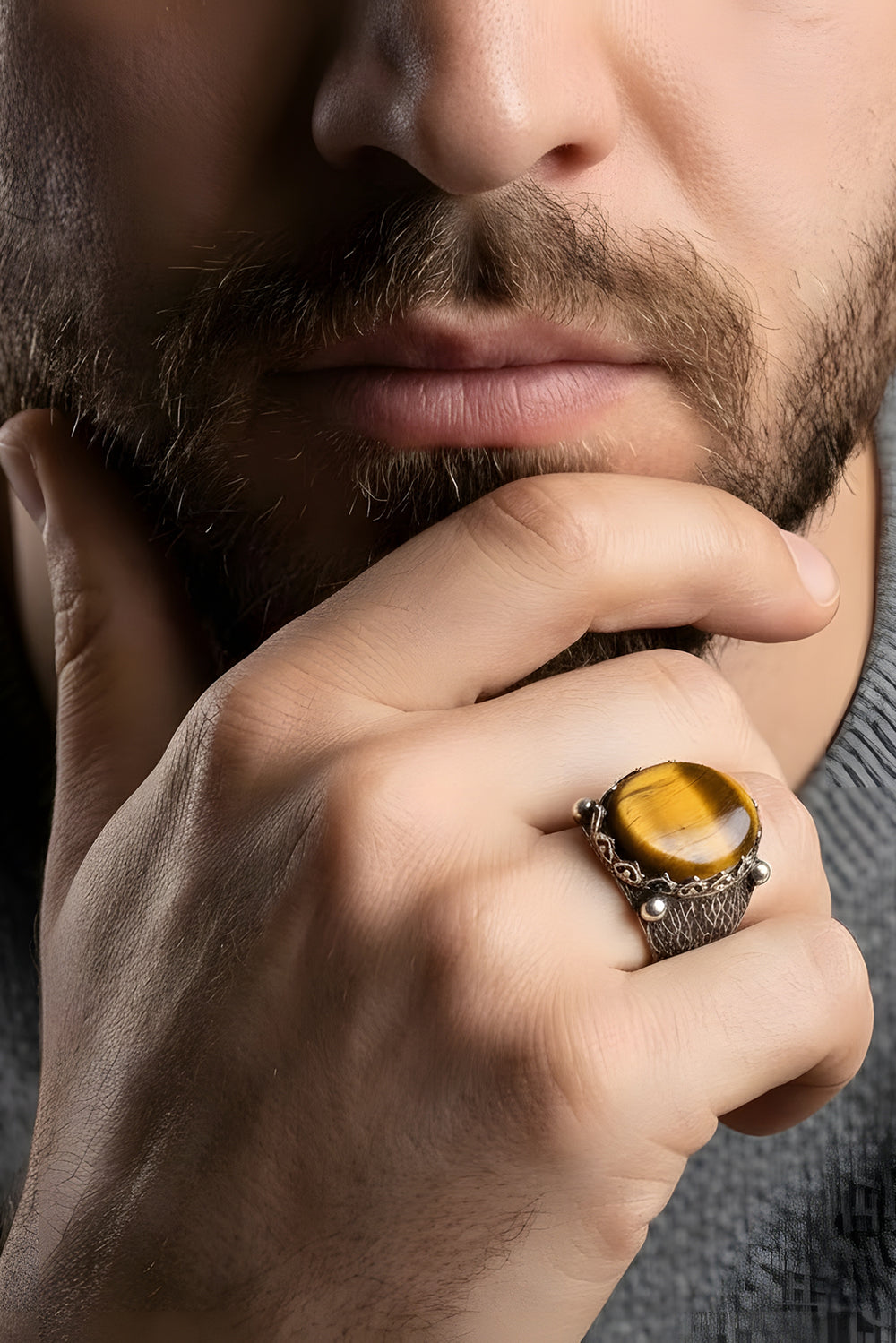 Tyric Tiger Eye Silver Ring