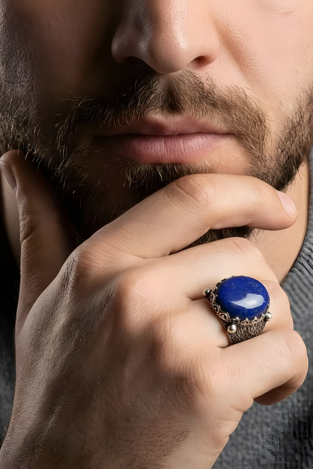 Dalricc Lapis Stone Silver Ring