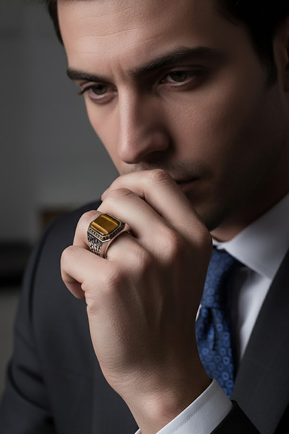 Draven Tiger Eye Silver Ring