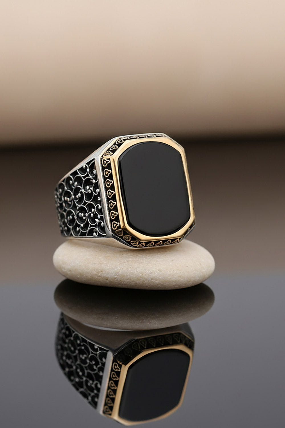 Kael Handmade Onyx Silver Ring