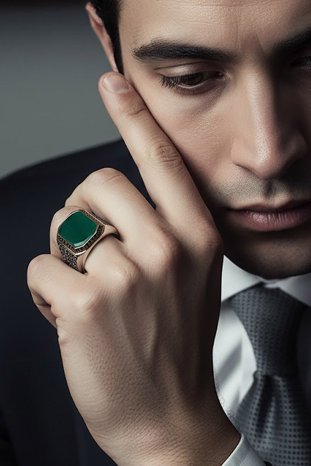 Tyrel Green Agate Silver Ring