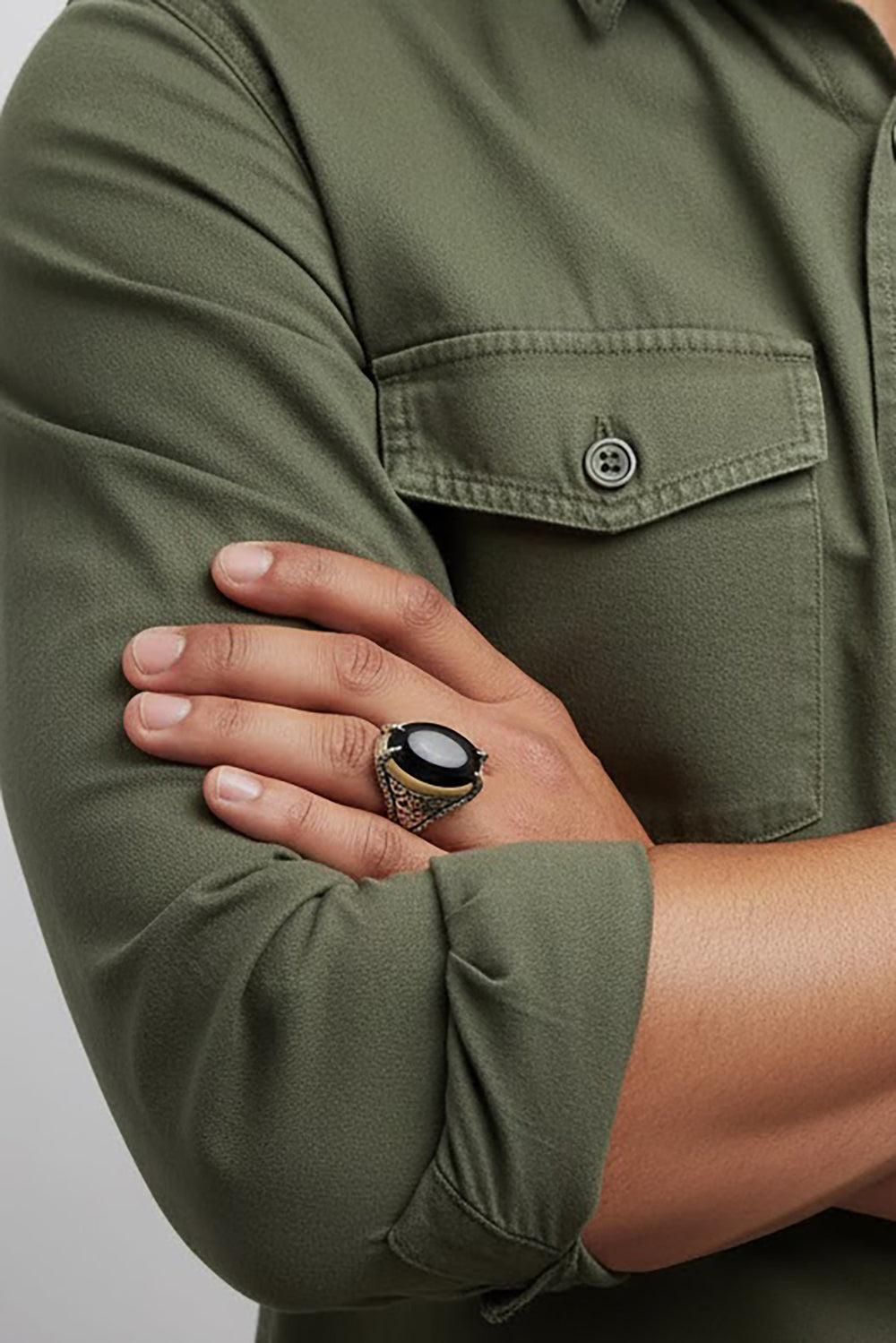 Noric Handmade Onyx Silver Ring