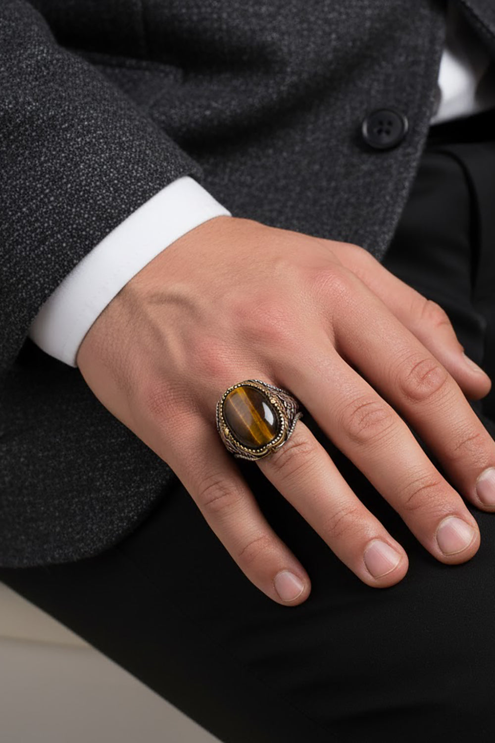 Tovren Tiger Eye Silver Ring