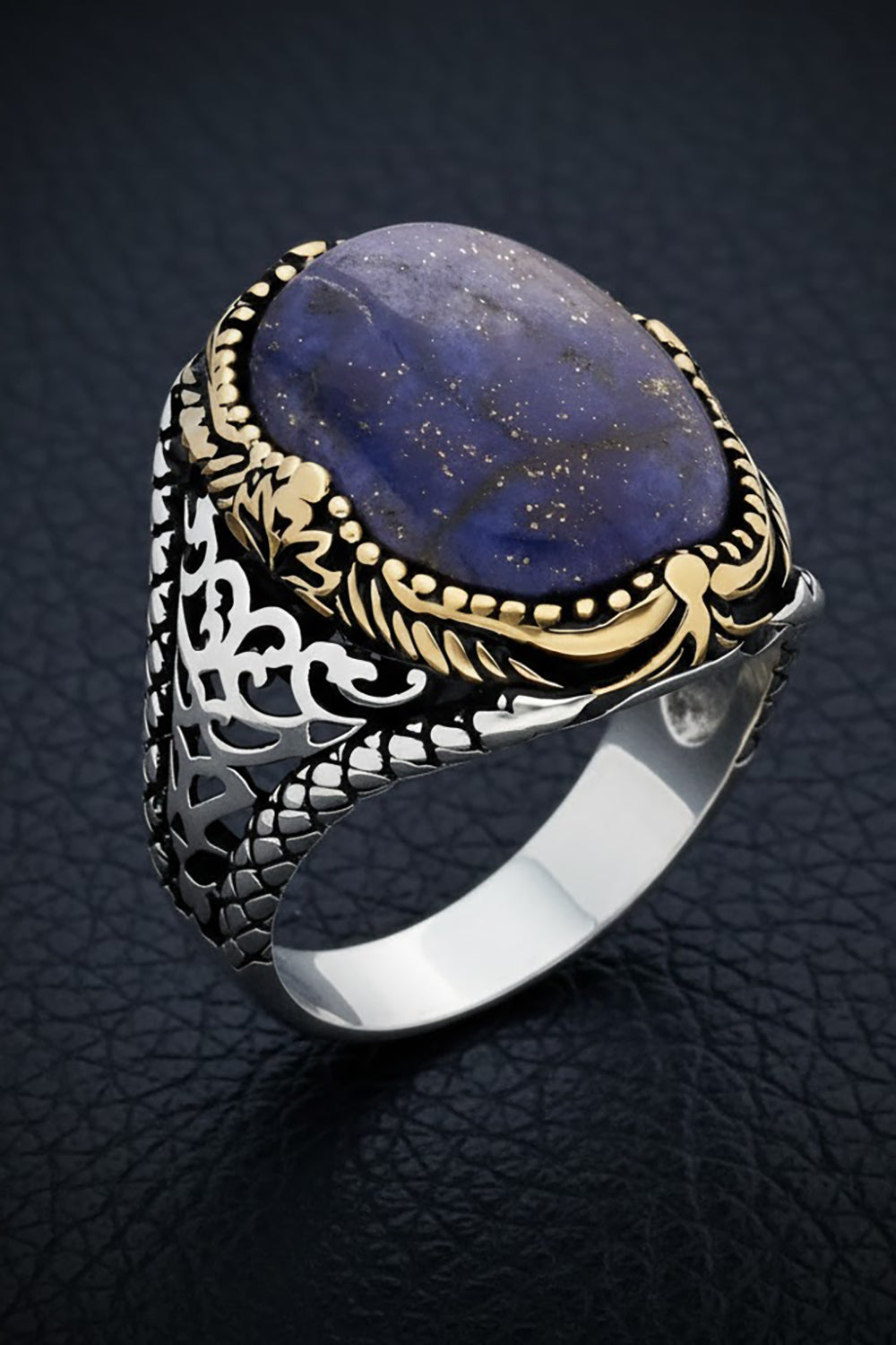 Corvin Lapis Stone Silver Ring