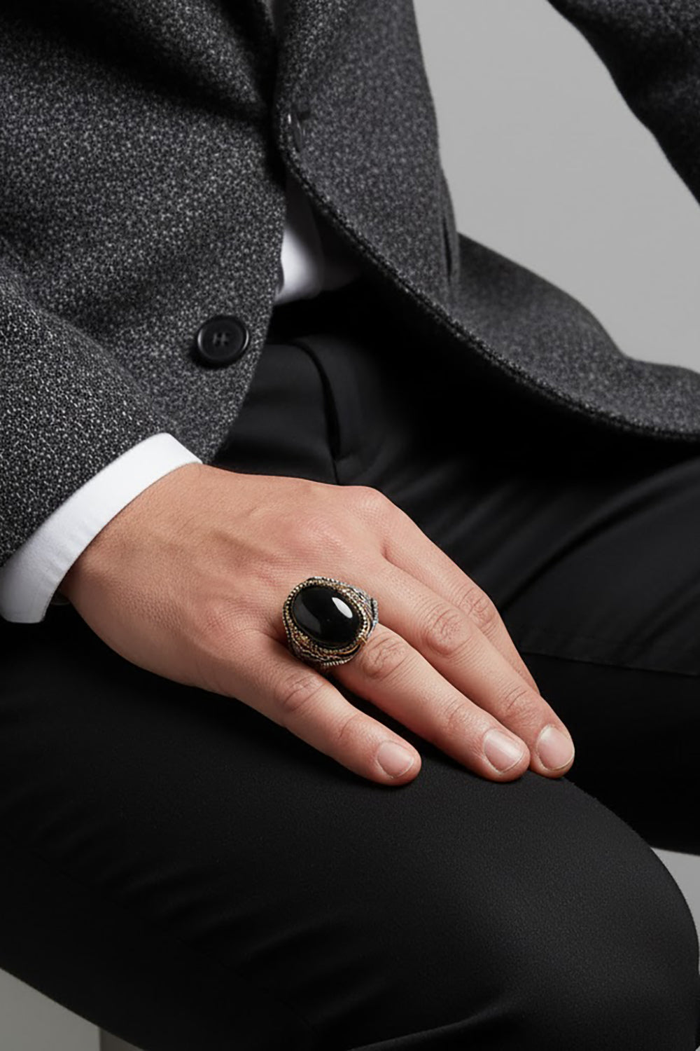 Elric Handmade Onyx Silver Ring