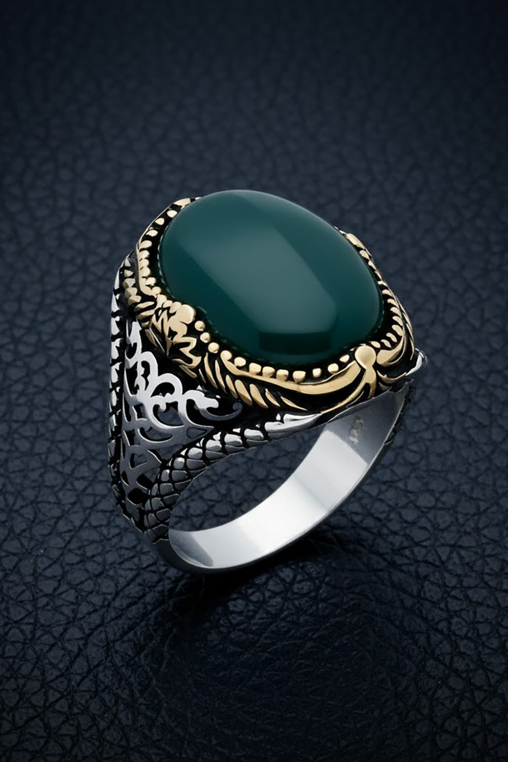 Jaric Green Agate Silver Ring