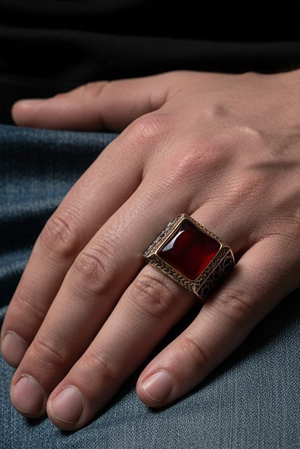 Orlyn Red Agate Silver Ring