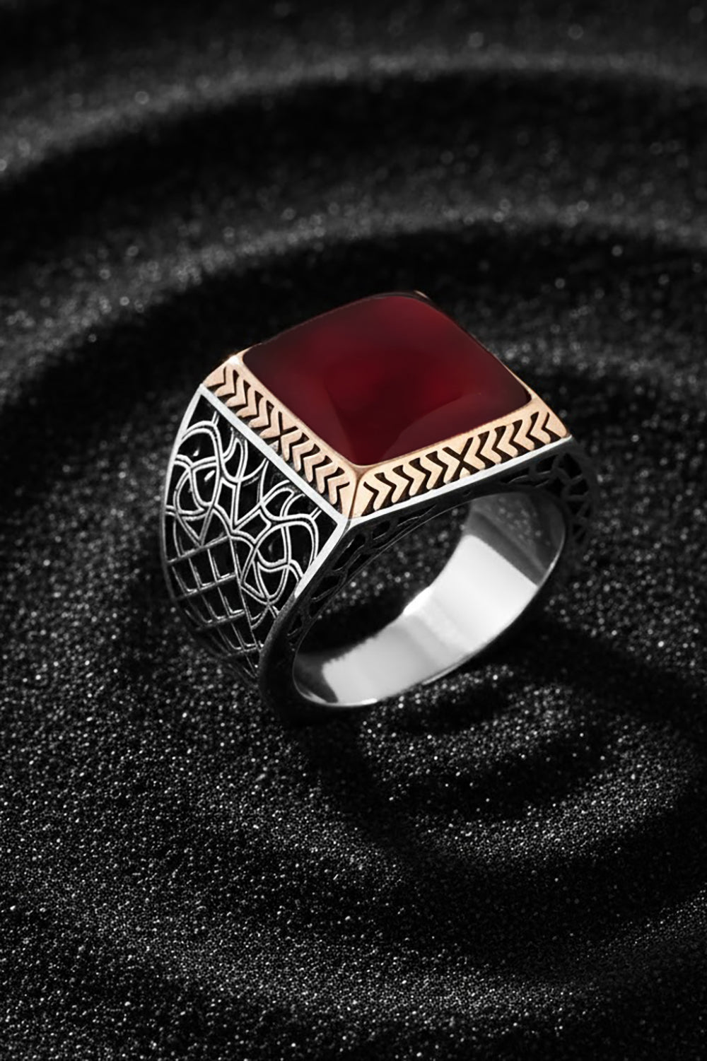Orlyn Red Agate Silver Ring