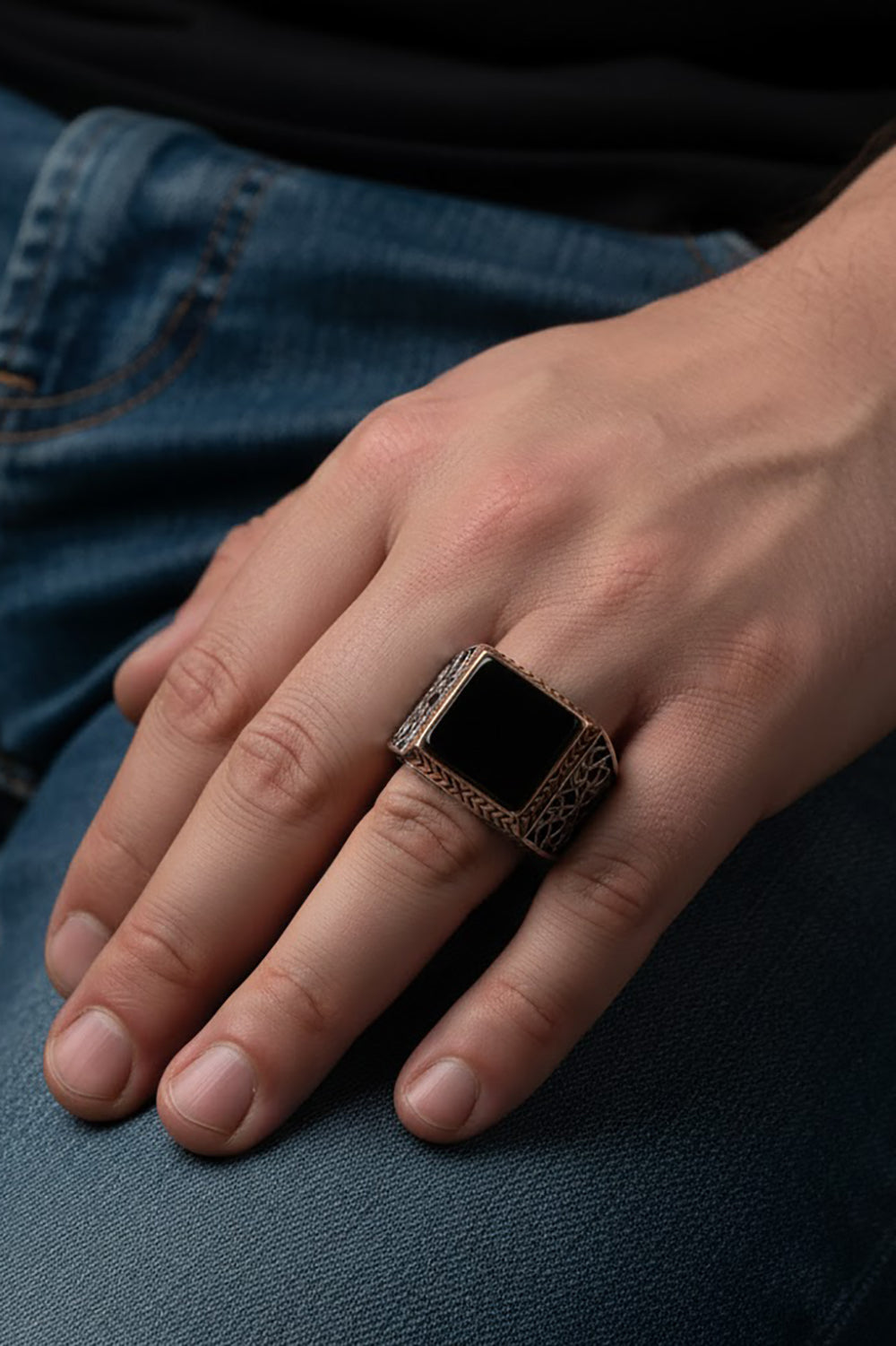 Neris Handmade Onyx Silver Ring