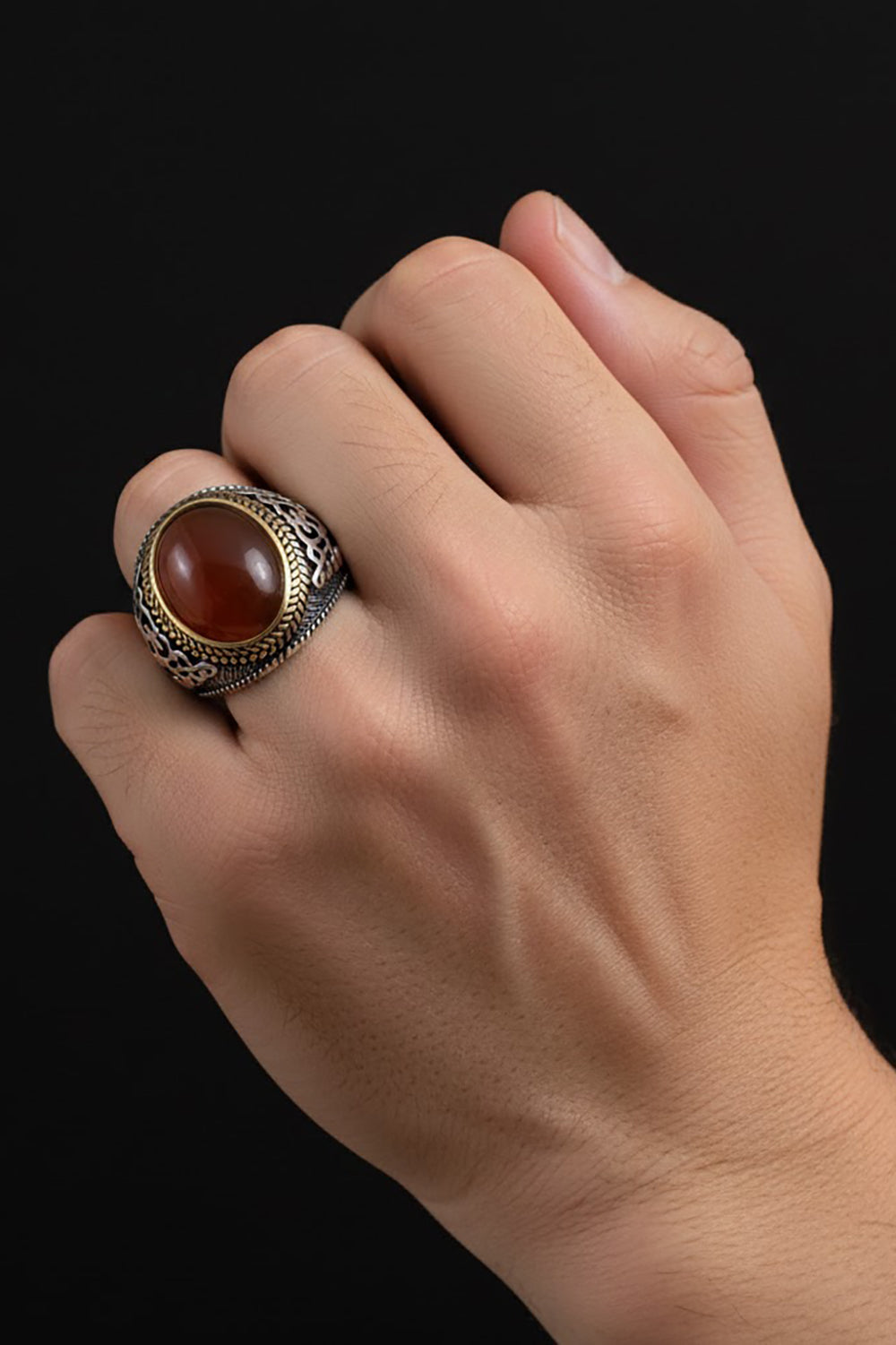 Kalven Red Agate Silver Ring