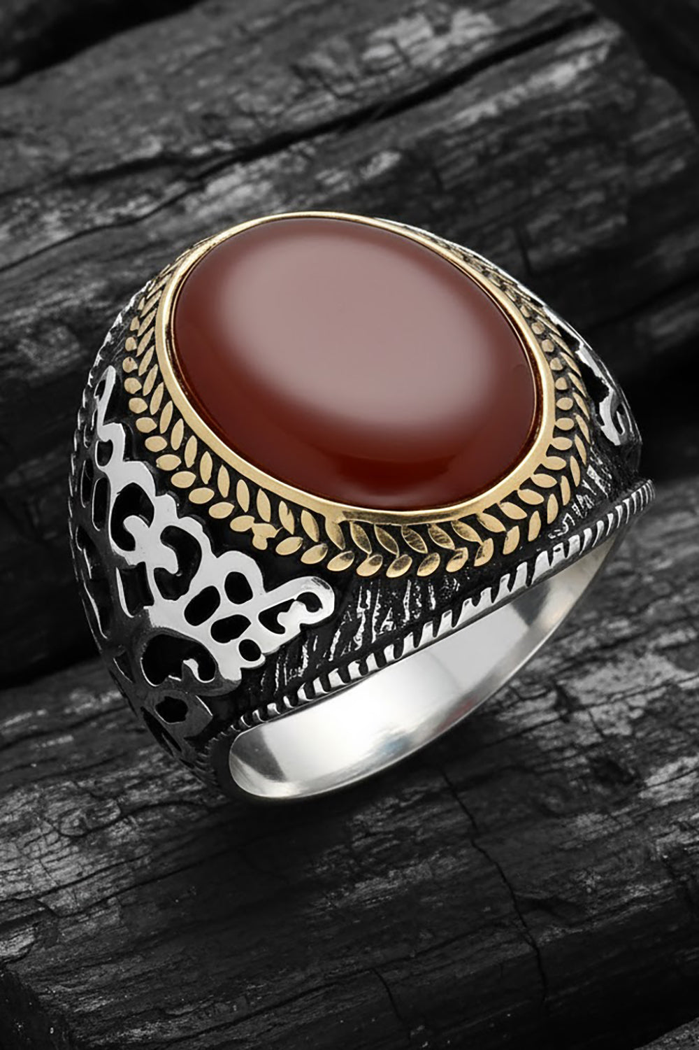Kalven Red Agate Silver Ring