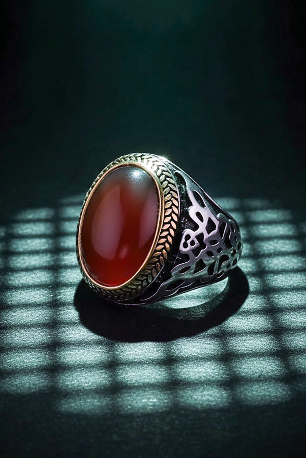 Dreon Red Agate Silver Ring