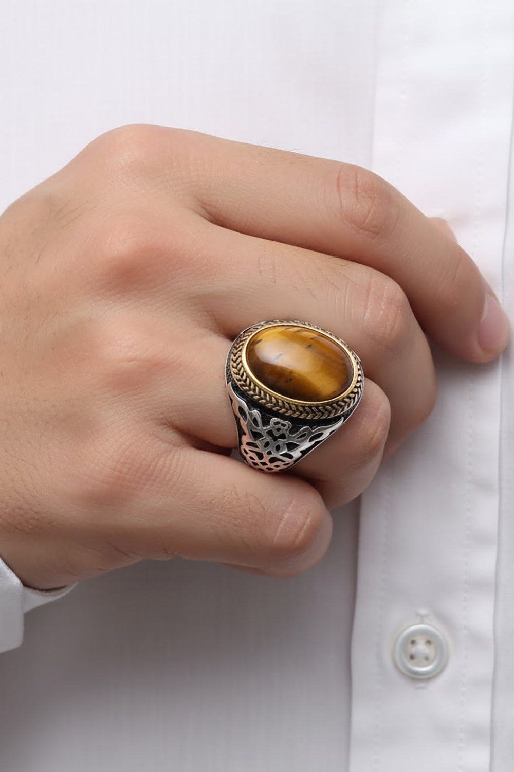 Nalev Tiger Eye Silver Ring