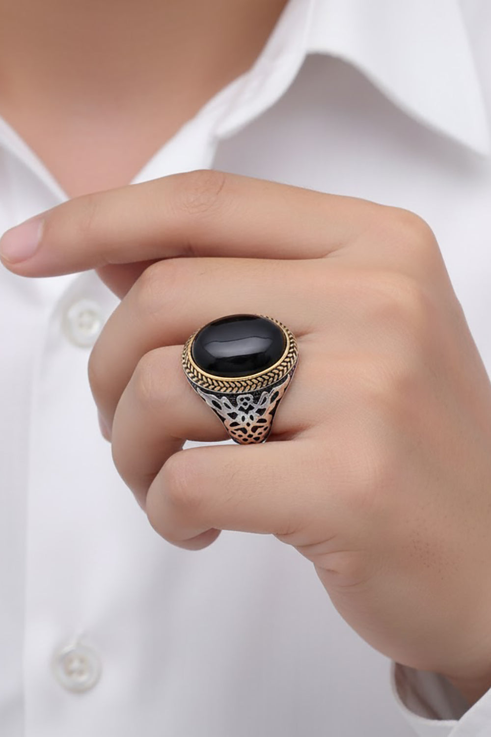 Xaren Handmade Onyx Silver Ring