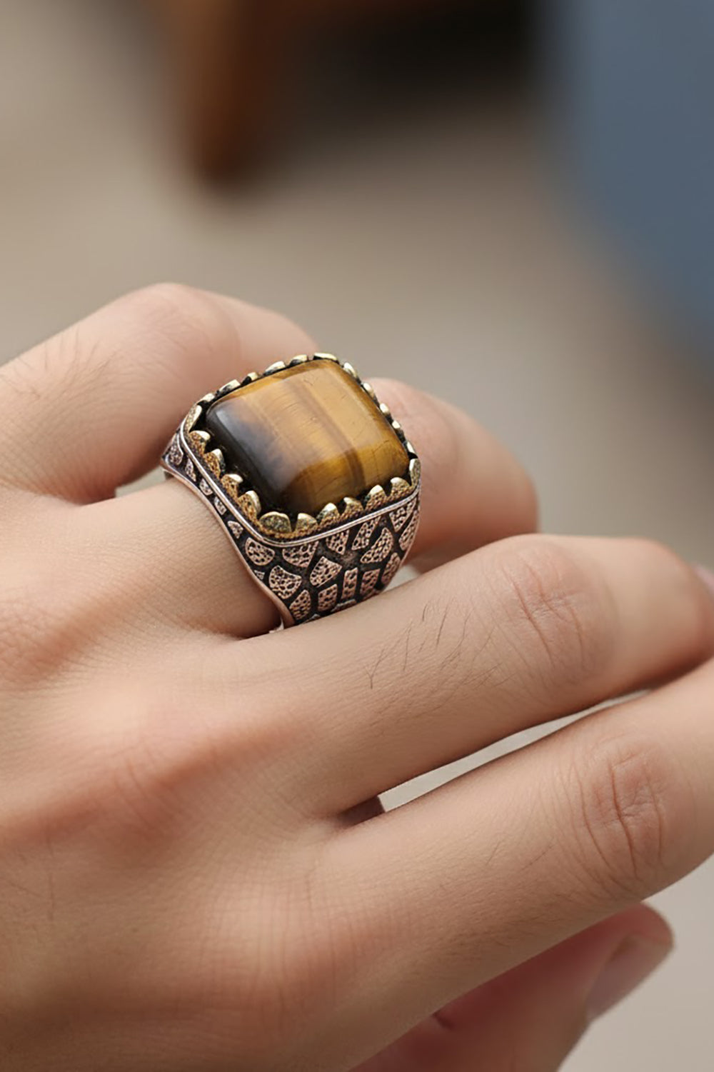 Orvyn Tiger Eye Silver Ring