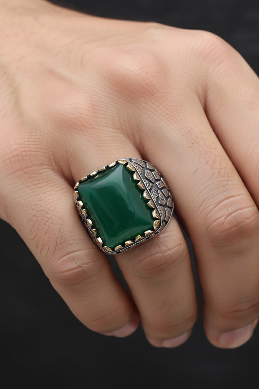 Savon Green Agate Silver Ring