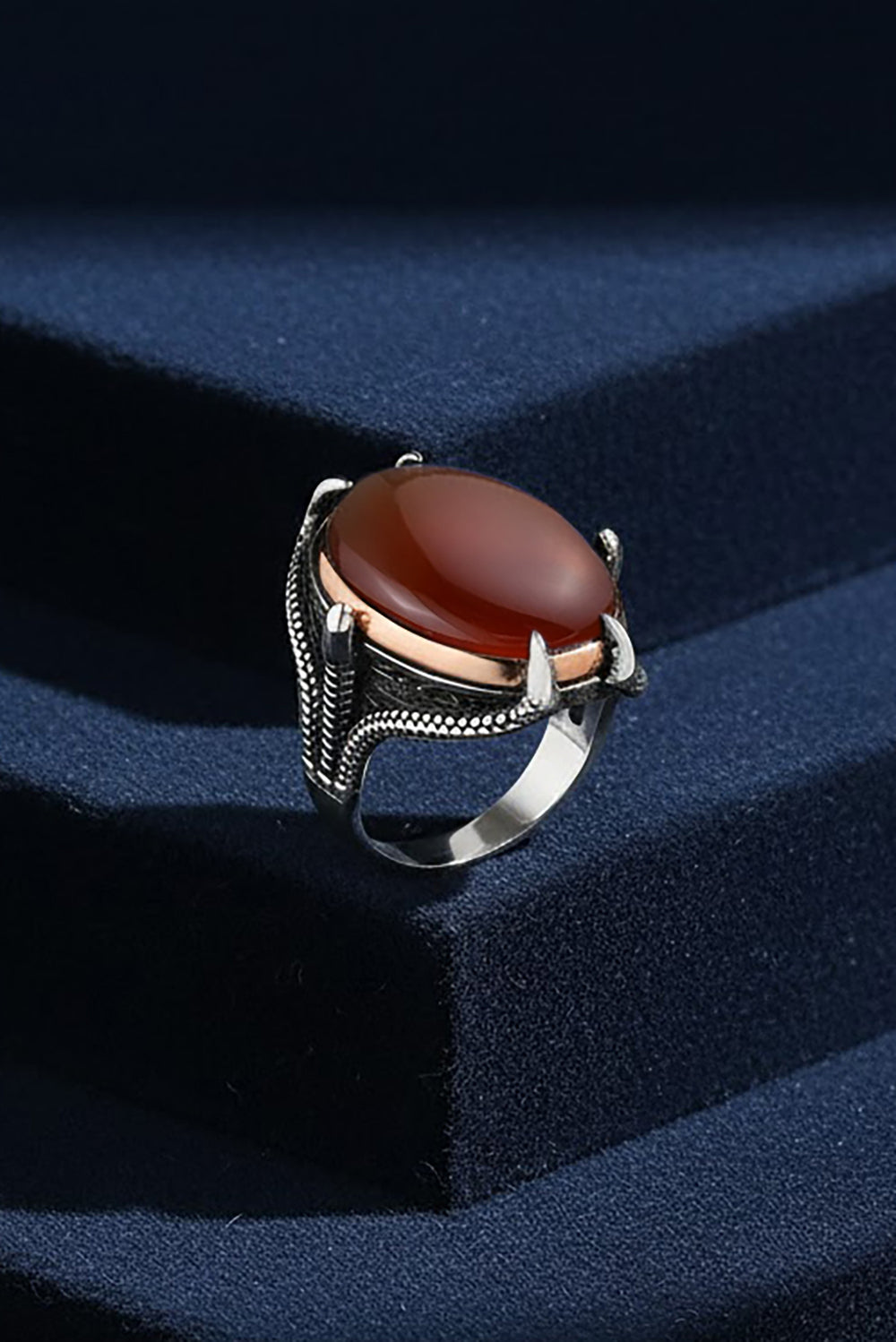 Eryon Red Agate Silver Ring