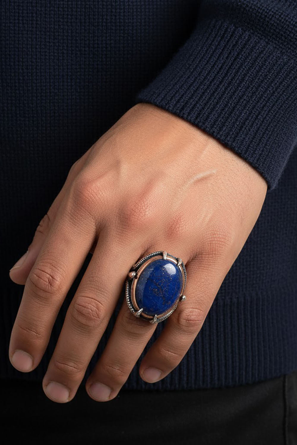 Rovar Lapis Stone Silver Ring